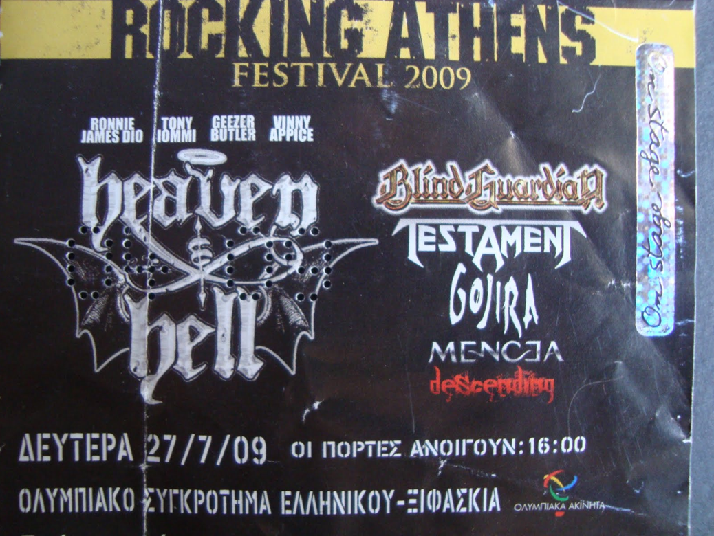 Heaven And Hell ticket, Athens